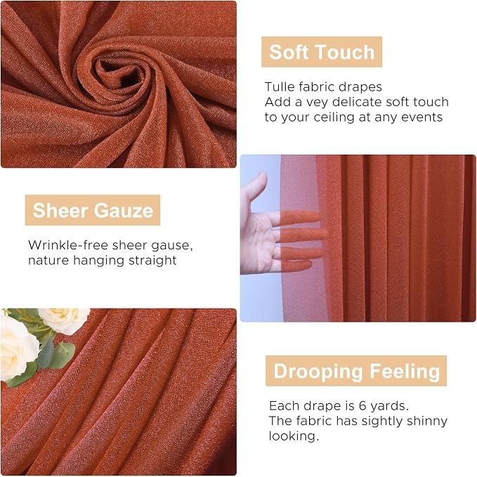 Wedding Arch Draping Fabric Backdrop Drapes 6 Panels, Terracotta | 28.7"x20FT - Image 7