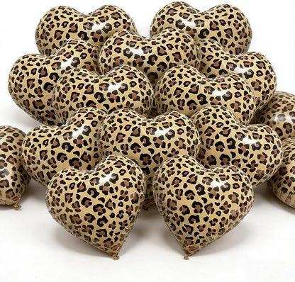12 Pcs Leopard Print Heart Balloons 18 Inch cheetah Heart Shaped Foil Balloons by EDFHSEZ