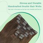 Clip in Hair Extensions Real Human Hair, SURNEL Chocolate Brown Real Human Hair Extensions Clip in Straight Remy Hair Extensions 140g 7pcs 14 Inch Hair(#4-14'')