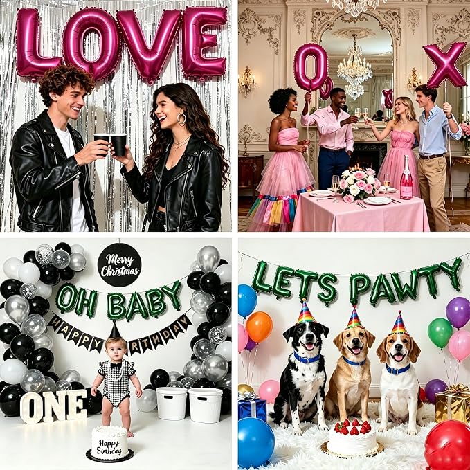 62 Pcs Hot Pink Letter Balloons, Custom 2 Set A-Z Set - Image 6