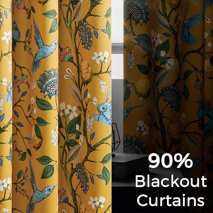 Topfinel Mustard Yellow Luxury Curtains 96 Inches Long - Image 4