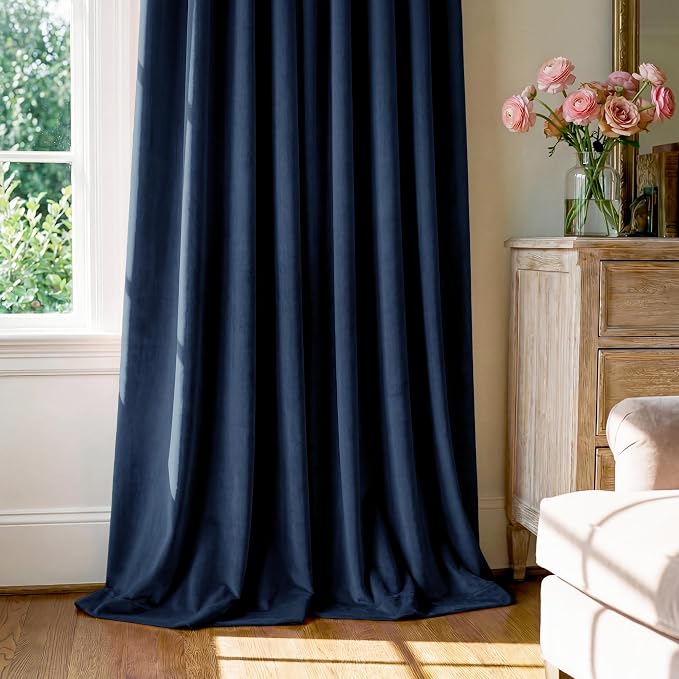 Navy Blue Velvet Extra Curtains - Image 7