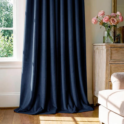 Navy Blue Velvet Extra Curtains - Image 7