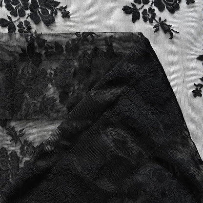 Kotile Black Lace Curtains, Gothic Rustic Floral 52 x 120 Inch, 2 Panels | Rod - Image 8