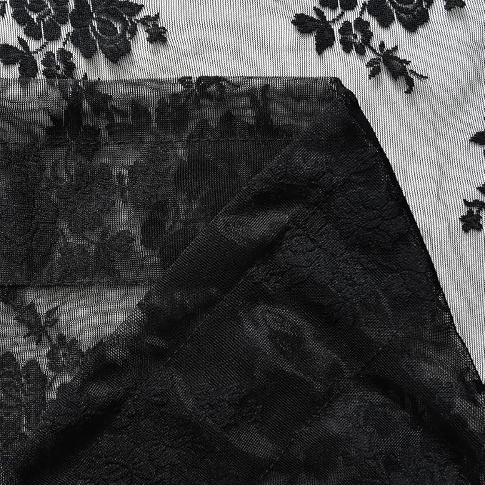 Kotile Vintage Black Lace Curtains - Image 8