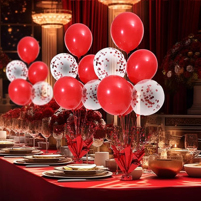 6 Set Red Christmas Table Balloons Centerpiece Stand Kit - Image 4