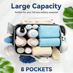 YASONIC Mesh Shower Caddy Portable for Dorm College Room Essentials, 8-Pocket Large Shower Bag with Double Handles, Hanging Shower Basket for Beach, Swimming, Bathroom, Beach, Camp, Gym, Black-Grey