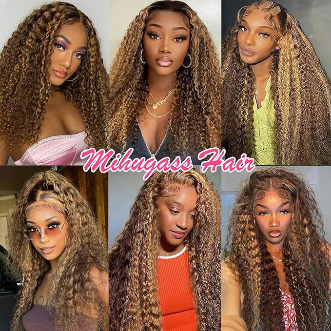 Kinky Curly Clip in Hair Extensions Real Human Hair 4/27/4 Omber Kinky Curly Clip ins For Women 3c 4a Brazilian Virgin Clip on Hair (14inch,#4/27/4)