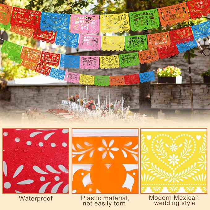 TaoBary 6 Pcs Papel Picado Mexican Wedding Cielito Lindo Party Decor 118 Feet - Image 3