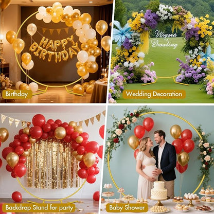 Nisoger 7.2FT Round Backdrop Stand, Circle Gold Balloon Wedding Arch Frame | - Image 6