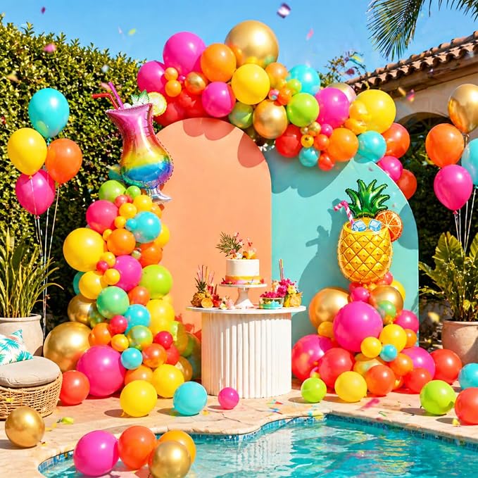 Tropical Balloons, 12 Inch Colorful Hawaiian Balloons - Image 6