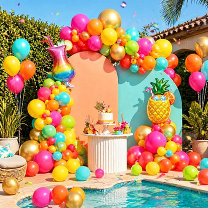 Tropical Balloons, 12 Inch Colorful Hawaiian Balloons - Image 6