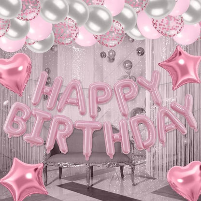 29PC Pastel Pink Happy Birthday Balloons Banner, 16 Inch Aluminum Letter Banner - Image 9