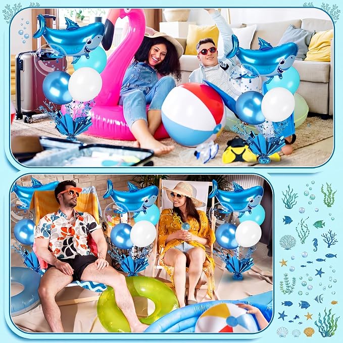 Civaner Shark Party Balloons Stand Kit 6 Sets, Fresh Colors - Image 4