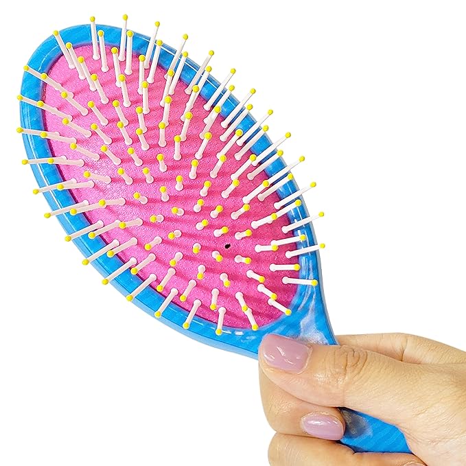 Baby Shark Hair Accessory Set: 9-inch Regular Detangling Brush, 4 Elastic Hair Ties & Scrunchies for Kids