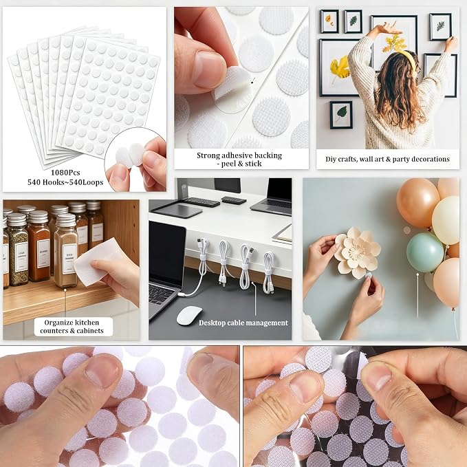 Hook and Loop Self Adhesive Dots, Strong Adhesive Fastener Dots - Image 3