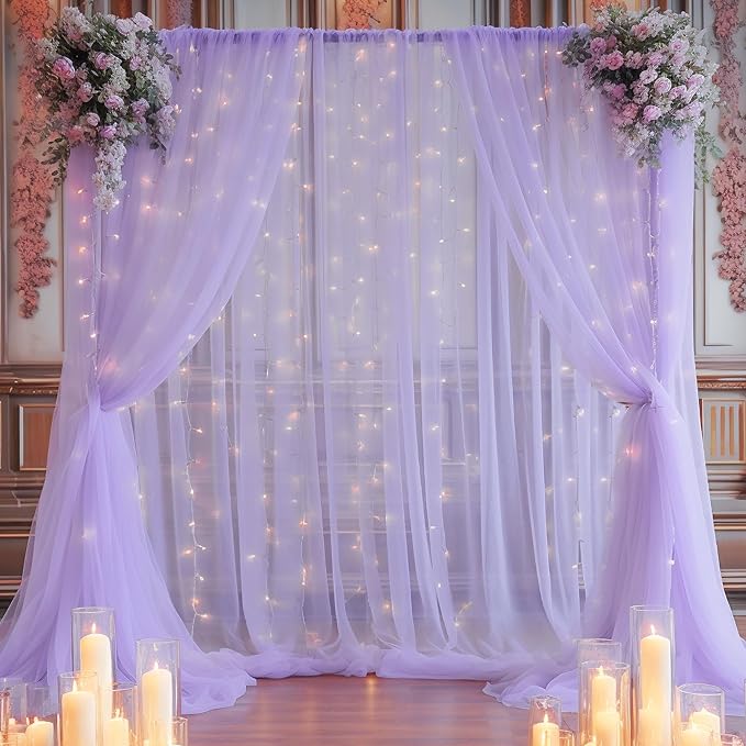 10x10ft Purple Tulle Backdrop Curtain - Image 4