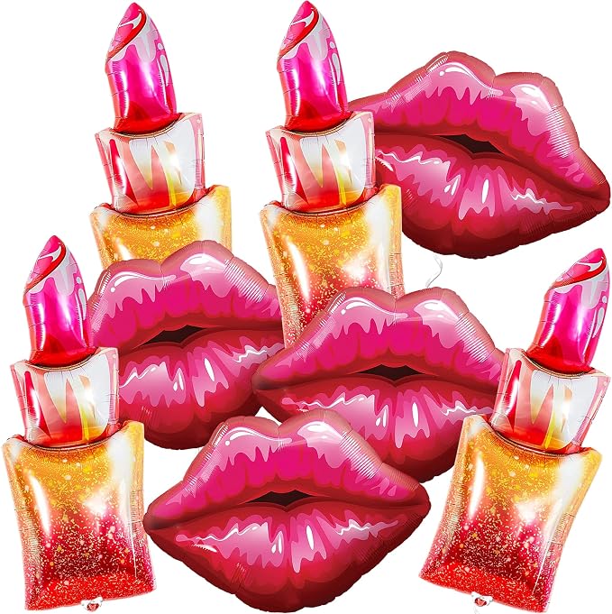 KatchOn Pink Lip Balloons and Lipstick Balloons Set – 49 Inch, Happy Birthday by KatchOn