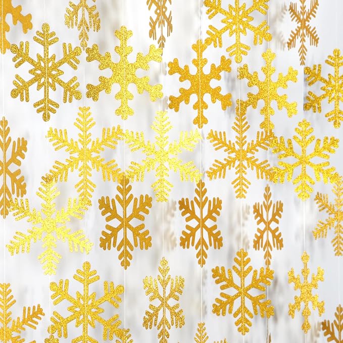 Gold Snowflake-Snow Christmas Party-Decorations Garland by Panduola