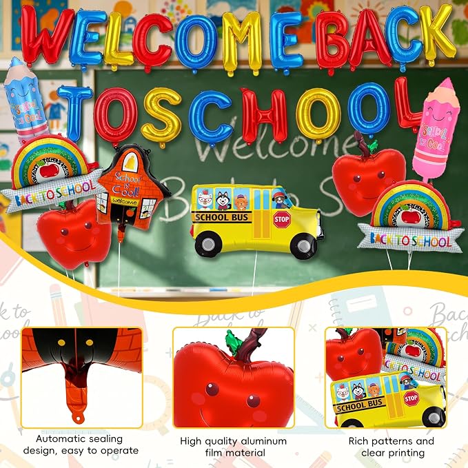 Welcome Back to School Balloons, School Bus, School and Star Balloons - Image 3