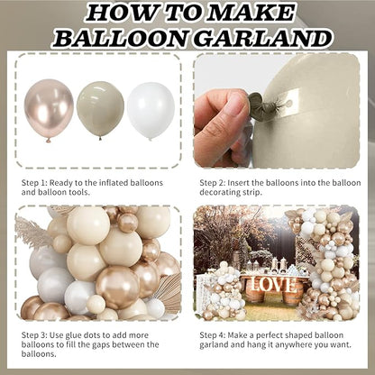 Neutral Balloon Arch Kit 142Pcs Cream White Champagne Gold Balloons Garland Kit - Image 3
