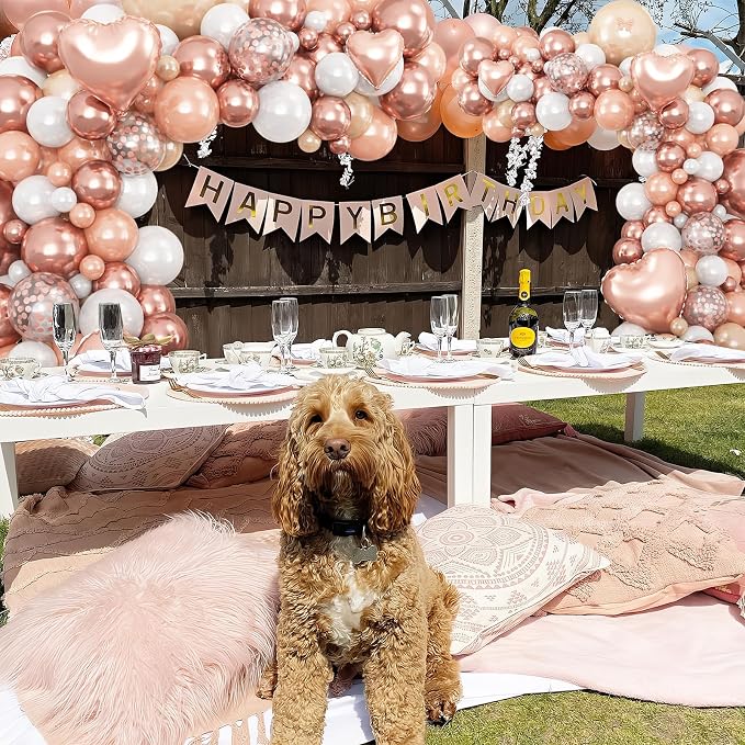HILAVO Rose Gold Balloons Garland Arch Kit 18 10 5 In Rose Gold Heart Foil - Image 5