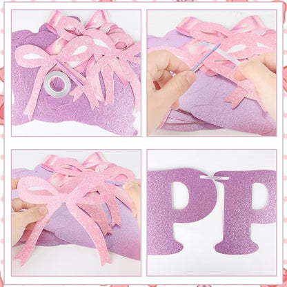 Bow Happy Birthday Banner Bow Garland Pink Bow Coquette Decor - Image 3