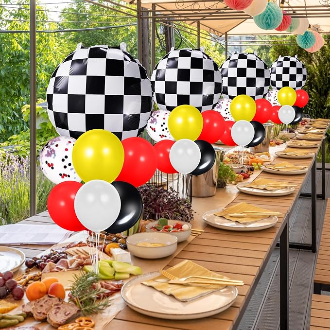 4 Sets Race Car Party Balloons Stand Kit Racing Car Table Centerpieces Decor - Image 6