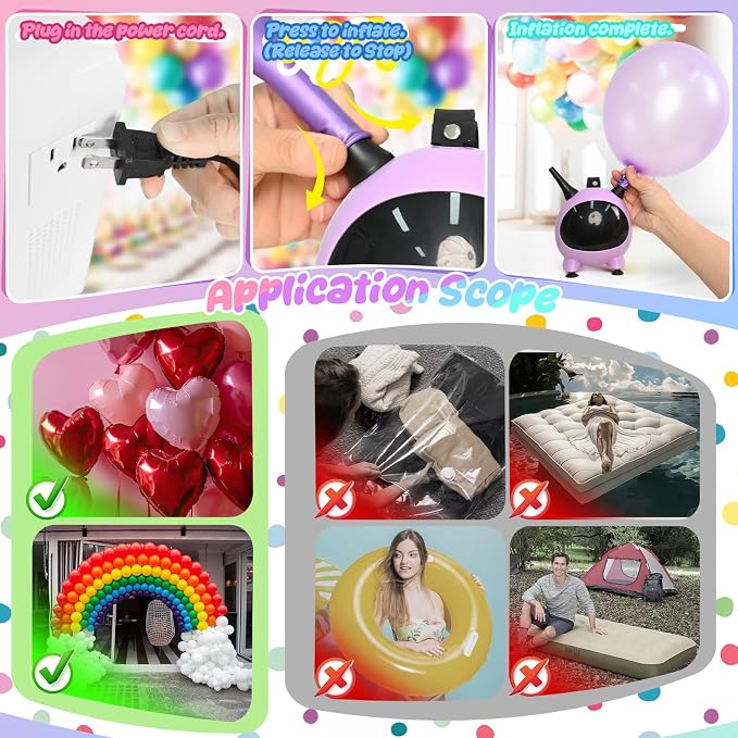 Balloon Pump Electric, Portable Balloons Inflator Air Pump Dual Nozzle - Image 6
