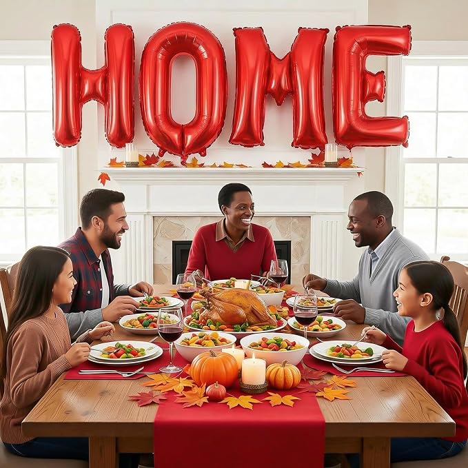 Red HOME Balloons 40 Inch, Large HOME Letter Banner - Image 6