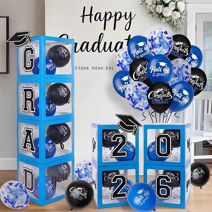 2026 Graduation Decorations 4 Grad Balloon Boxes by Unknown