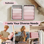 Veken 6/9/11 Set Compression Packing Cubes for Travel Essentials,Compressible Expandable Large Luggage Suitcase Organizer Bags for Clothing,Durable Space Saver Storage Bags(Pink)