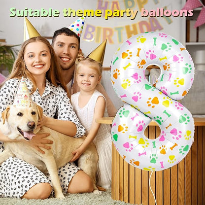 40 Inch Multi-color Dog Paw Balloons, Numeral 8 Birthday Balloons - Image 3