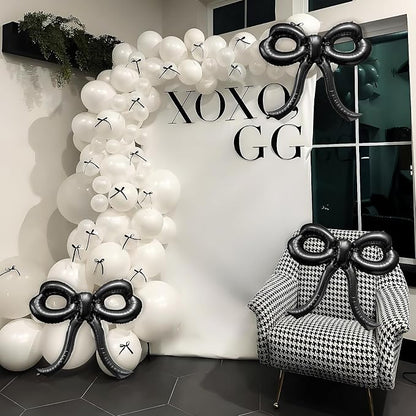 4 Pcs Bow Birthday Decorations Black Bow Balloons Bow Party Decorations Giant - Image 8
