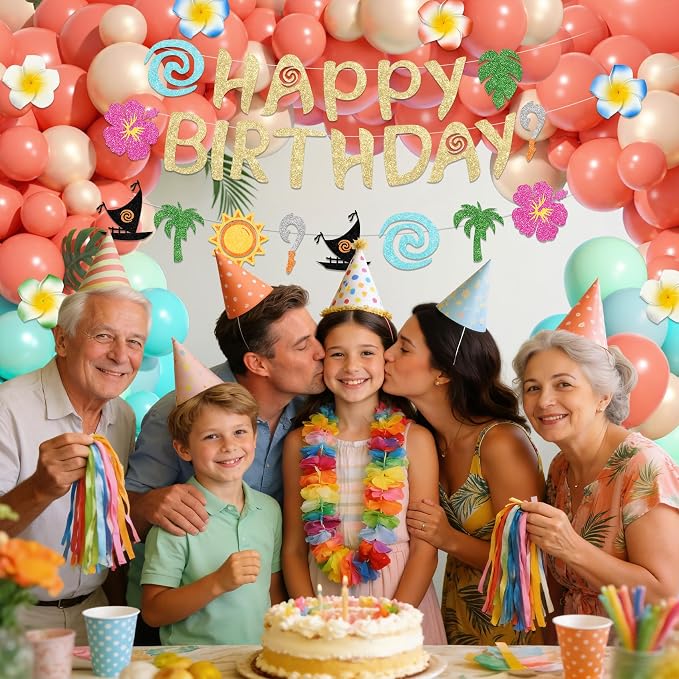 165Pcs Tropical Balloons Summer Birthday Party Decorations | Coral Pearl Rose - Image 5