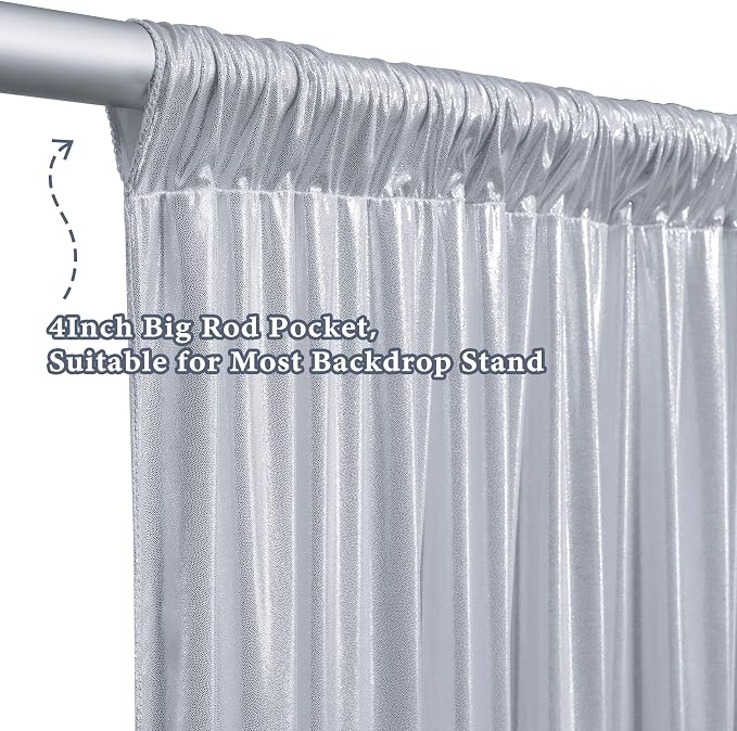 Outpain Thick 20 ft x 10 ft Silver Sequin Backdrop Curtain - Image 8