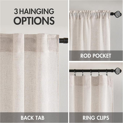 MIULEE White Linen Curtains 42x63 Inch 2 Panels - Image 3