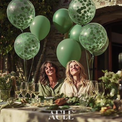 AULE 42Pcs Latex 12 Inch Sage Green Confetti Balloons Set | Sage Green Party - Image 4