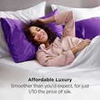 Bedsure Satin Pillowcase 2 Pack Similar to Silk Pillow Cases Standard Size, Pillow Case for Sleeping Women with Envelope Closure, Gifts for Women Men, Purple, 20x26 Inches, 2pcs