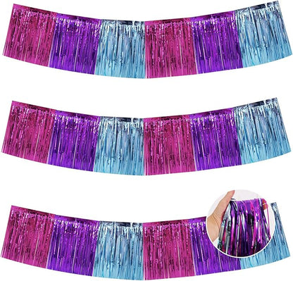BEISHIDA Blue Purple Pink Fringe Garland Banner Wall Tinsel Foil Streamers | by Beishida