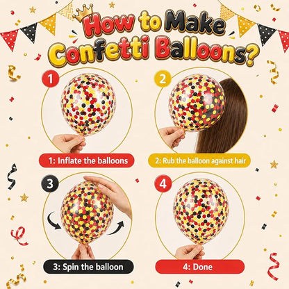 Red Yellow Black Balloons, 12 Inch Yellow Red Black Latex Balloons - Image 4