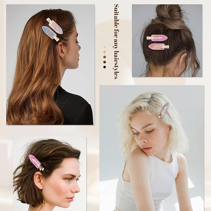 No Crease Creaseless No Bend Hair Clips For Styling Non Slip Flat Clips For Makeup Hair Accessories For Women,Sparkle Pink Purple,10 PCS