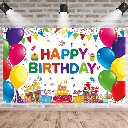 Happy Birthday Backdrop Banner, Colorful Birthdays Banner Backdrop Happy by Unknown