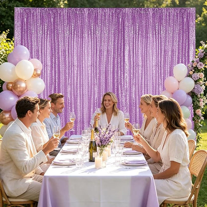 Hahuho Lavender Sequin Backdrop Curtain, Party Decoration（6 Panels, 2FT x 8FT - Image 2