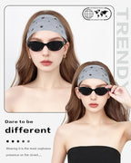 Grommet Headband for Women, Little Star Grey 23cm Hollow Out Elastic Hair Band, Eyelets Punk Grunge Stylish Hairband
