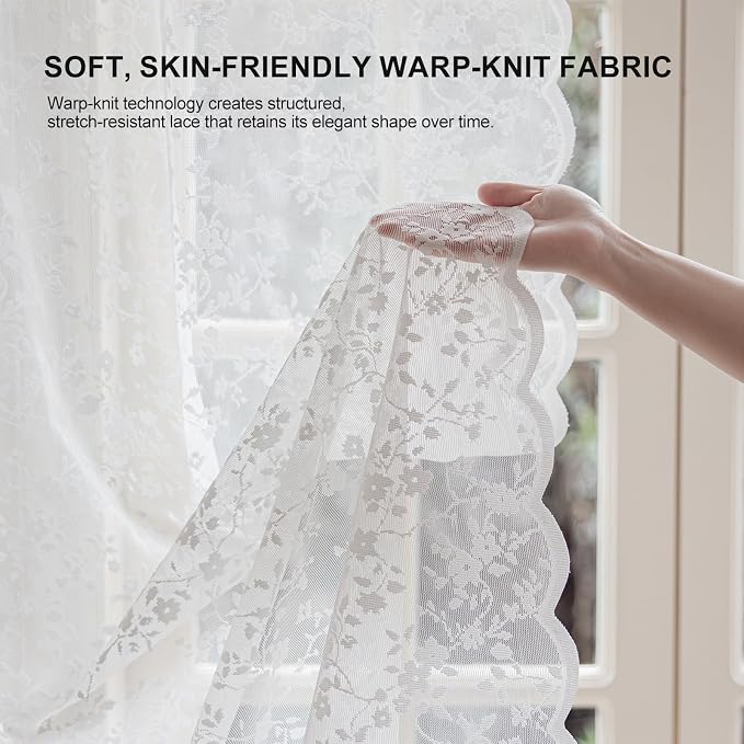 Anmao Vintage Lace Sheer Curtains 96 Inches Long - Image 5