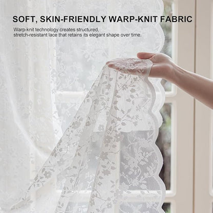 Anmao Vintage Lace Sheer Curtains 96 Inches Long - Image 5
