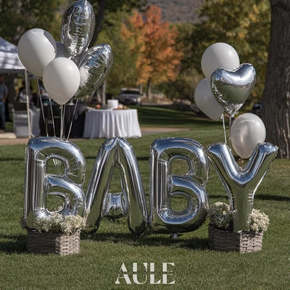 AULE 40 Inch Silver B Balloon Letter Foil A-Z Birthday Big Alphabet | Birthday - Image 4