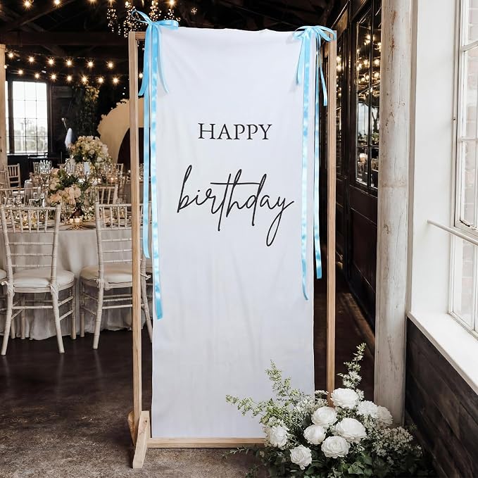 Tingjoo 27 × 78 Inch Happy Birthday Fabric Banner Long Birthday Party - Image 5