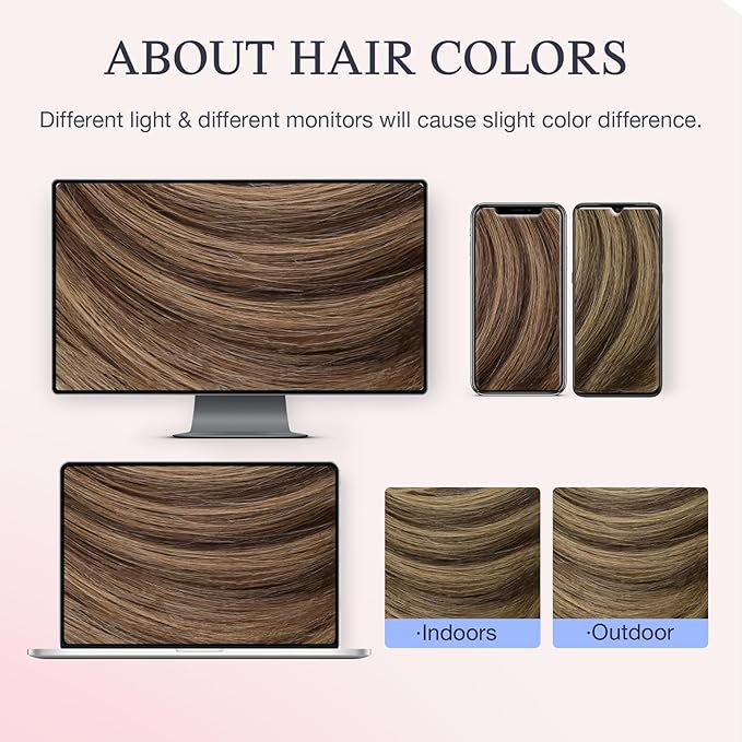 DOORES Invisible Clip in Hair Extensions 22 inch 150g 7pcs, Real Human Hair Invisi Edge Clip in Extensions, Virgin PU Clipins Straight Thickening Hairstyle, 4/27/4 Chocolate Brown to Caramel Blonde